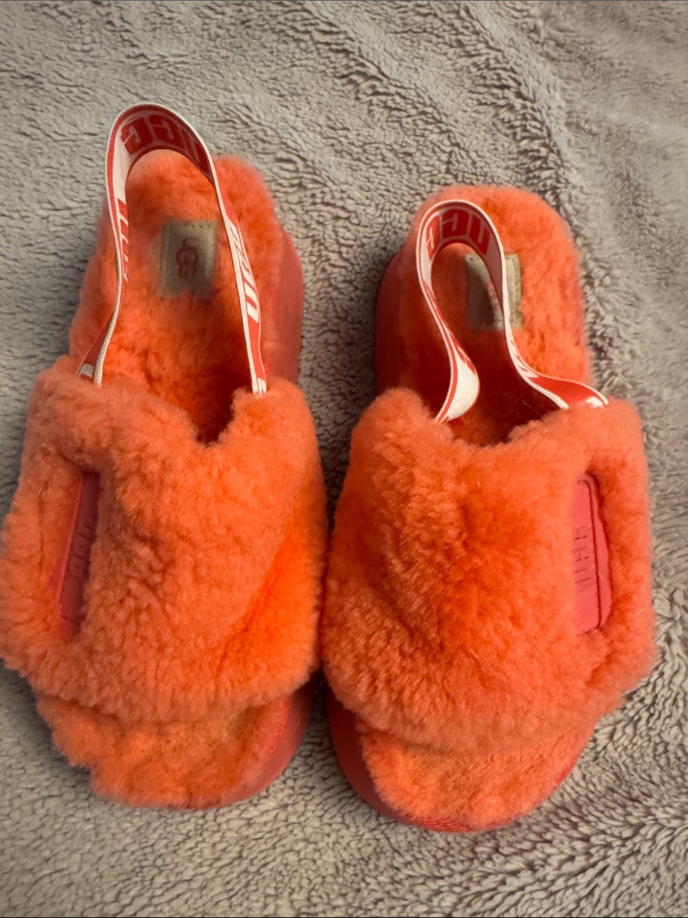 UGG Pink Shearling Backstrap Slide Slippers